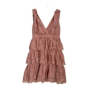 NWT Women’s Bardot Roxie Pink Lace Tiered Mini Dress Size XS
